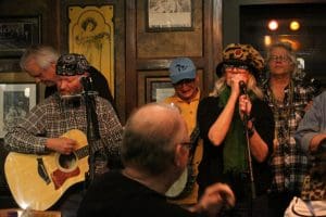 Ramblin' Jug Stompers featuring Steven Clyde (acoustic guitar/vocals), Paul Jossman (mandolin/vocals), Val Haynes (vocals), and Greg Haymes (washboard/vocals)