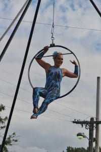 Circus Incredible, featuring Lyric Warrenda, performing a stunt as part of the 200th Annual Schaghticoke Fair