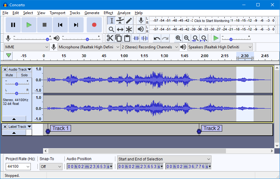 Audacity Interface - DIY Bands